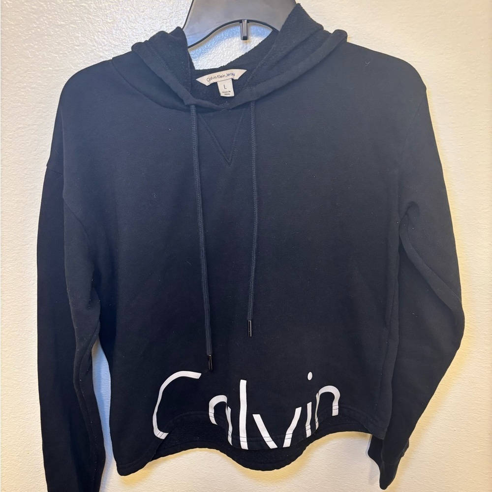 Calvin Klein Jeans Black cropped hoodie Sweater